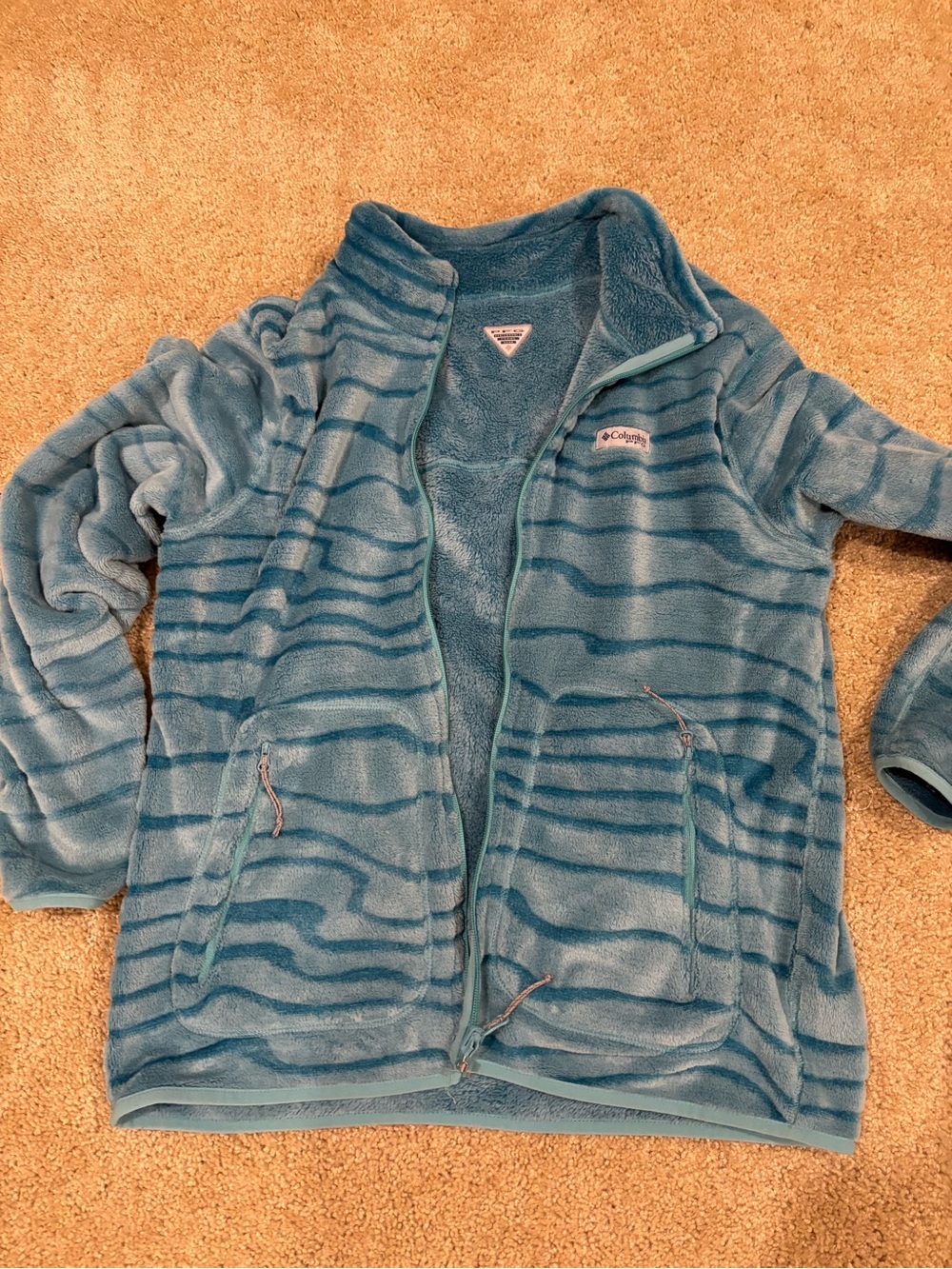 Columbia PFG reversible Teal Blue Fleece Jacket